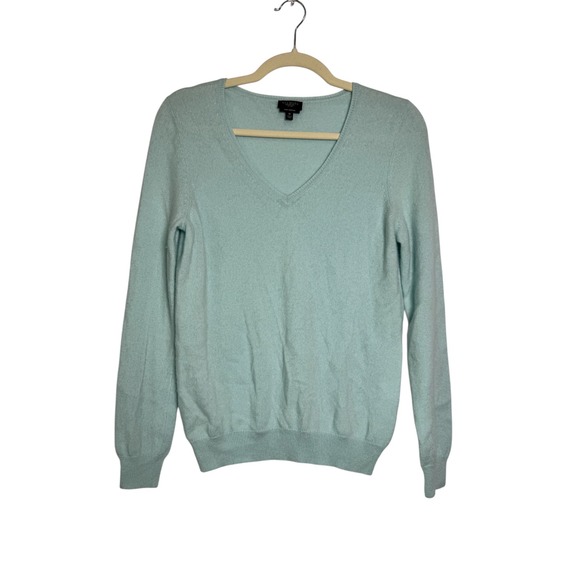 Talbots Petites Pure Cashmere V-Neck Sweater Light Blue Size M - Picture 1 of 9
